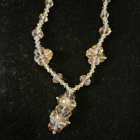 NWOT Faceted Glass Bead Smokey Topaz Necklace - Picture 2 of 8